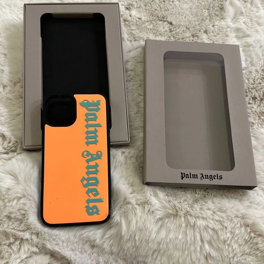 Palm Angels Logo Print iPhone 12 Case Orange Green